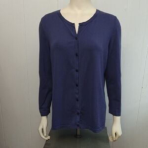 Women's Navy Blue Button-Up Top